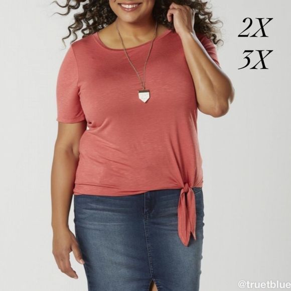 Simply Emma Tops - Scoop Neck Tie Tee Sz 2X & 3X